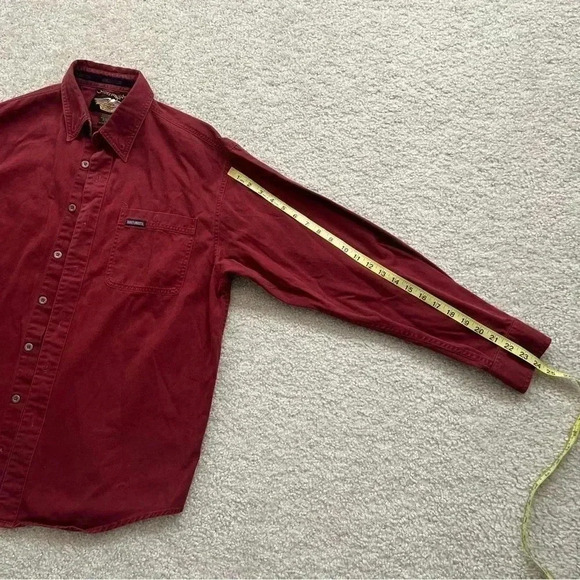 Harley-Davidson Shirt Long Sleeve Red Embroidered Logo Motorcycle Pocket Men L - Picture 6 of 14